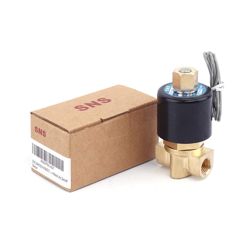 SNS DC12V 1/4" NPT Brass Electric Solenoid Valve Normally Open Water, Air, Diesel 2WK025-N08 - Image 2